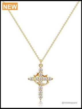 Cross Pendant Necklace Dainty Simple Tiny Necklace for Women Gold Plated